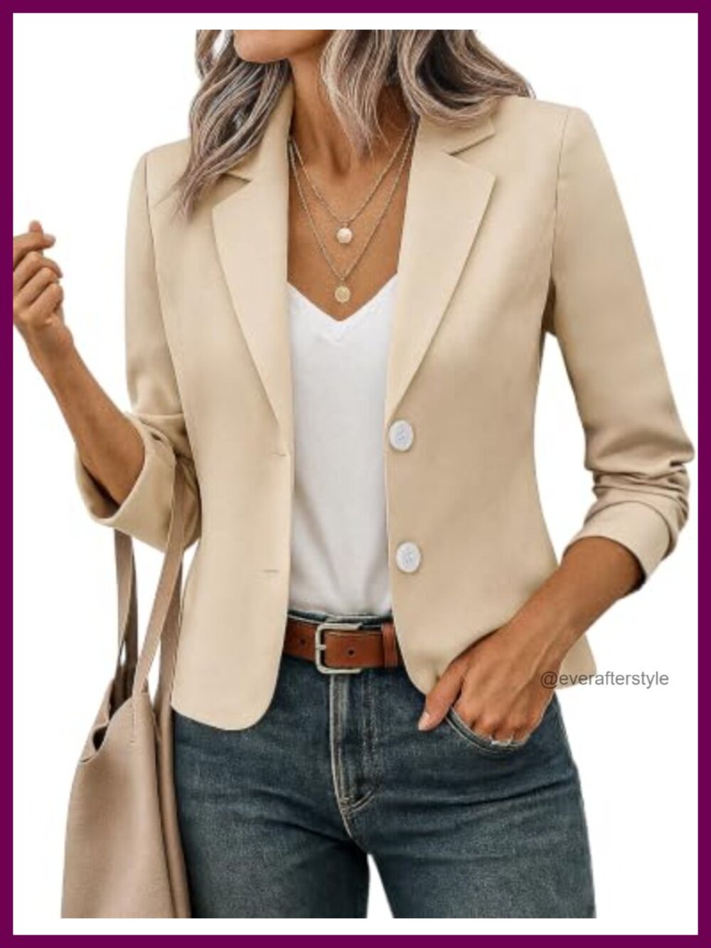 FOLUNSI Womens Cropped Blazer Jacket Body Lined Office Casual